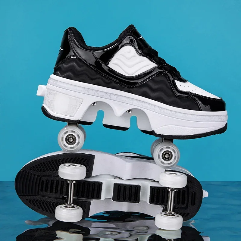 New Kids Four Wheel Roller Skates Boy Girls Student Version Retractable and Deformable Shoes Children Double Row Roller Skates