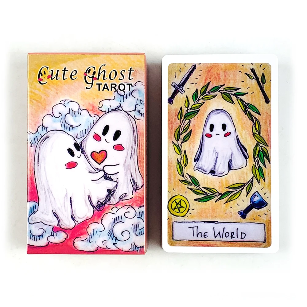 Jeu de cartes de tarot fantôme mignon, 78 cartes, jeu de divination, jeux de société, jeu de cartes d'Halloween et de Noël pour la famille