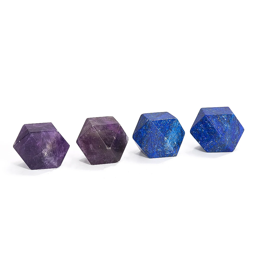 25MM Natural Amethyst Lapis Lazuli Crystal Quartz Polyhedron Dice Energy Stone Specimen Crafts Chakra Reiki Cube Orgonite