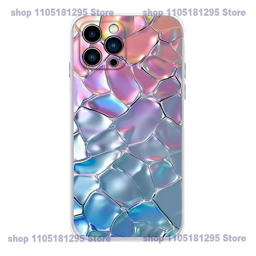 虹色ホログラフィック調のiPhoneケース（iPhone 17、16、15、14、13、12、11 Plus、Pro、Max、XR、Plus、E、Mini対応）透明ソフトカバー