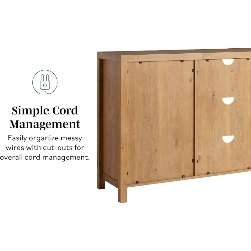 Credenza a 4 ante da 58" con pannelli in rattan ad arco - Rovere inglese