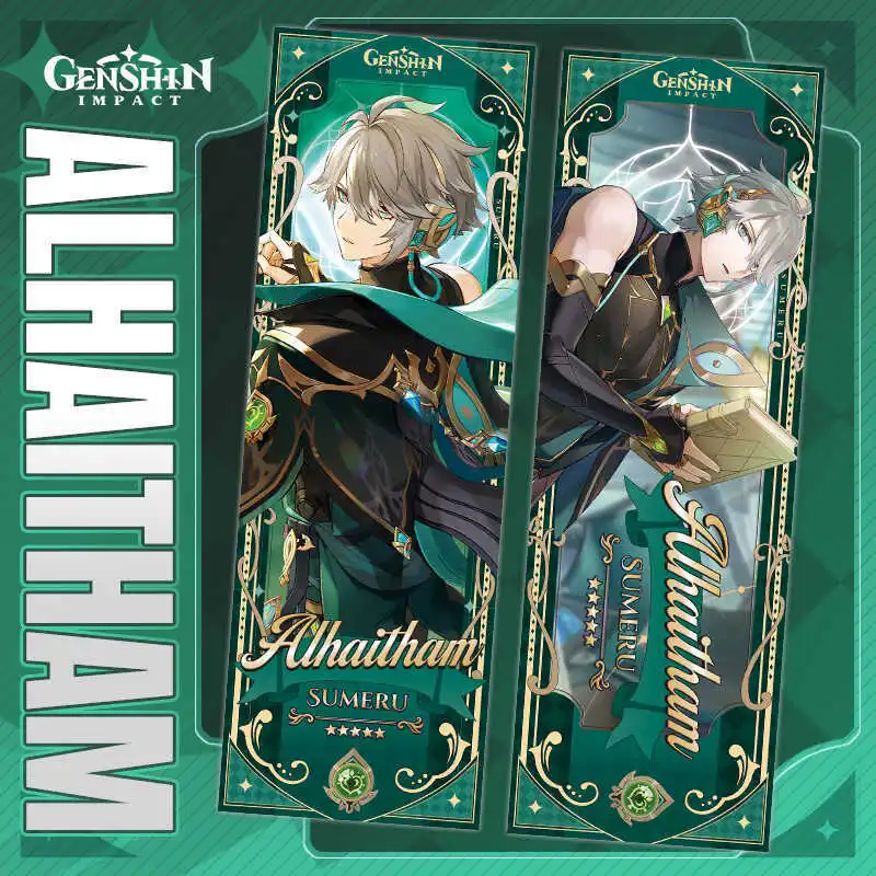 Genshin Impact Spiel reversible Laser Ticket Lesezeichen Geschenk Anhänger Furina Raiden Shogun Keqing Ganyu sammeln dekorative Geschenke