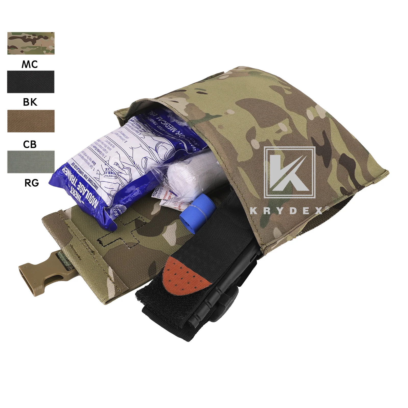 KRYDEX 500D Nylon Tactical Stretch Small Blow Out Medical Pouch MOLLE & Belt Quick Release Medic Bag Magazine Hunting Outdoor