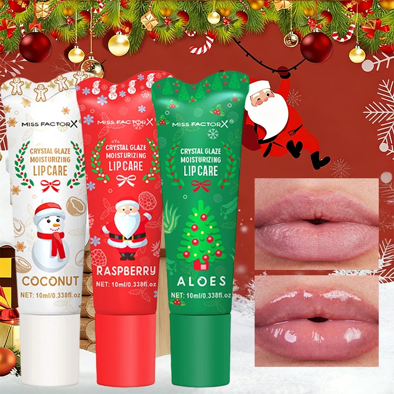 Christmas Moisturizing Lip Balm Set 3Pcs, Fruit Flavor Lip Care Cream, Nourishing Repair Dry Chapped Lips, Holiday Lip Balm Gift