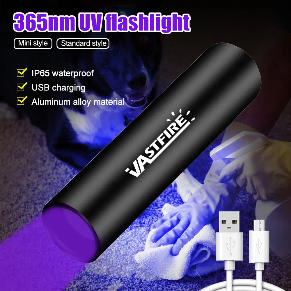 3W Mini 365nm UV Flashlight Rechargeable Purple Linternas Carpet Pet Urine Detector Catch Scorpions Ultraviolet Blacklight USB