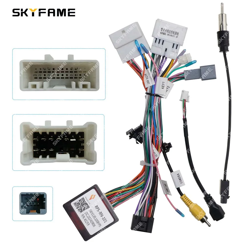 SKYFAME Car 16pin Wiring Harness Adapter Canbus Box Decoder Android Radio Power Cable For Renault Captur Clio Dokker Samsung QM3