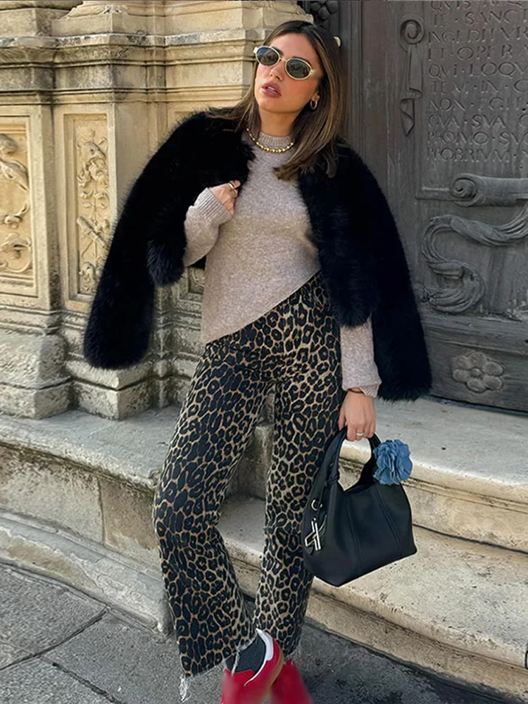 

Women Retro Chic Leopard Print Pencil Pants Casual High Waist Long Pant SpringFemale Commuting Trousers High Streetwear