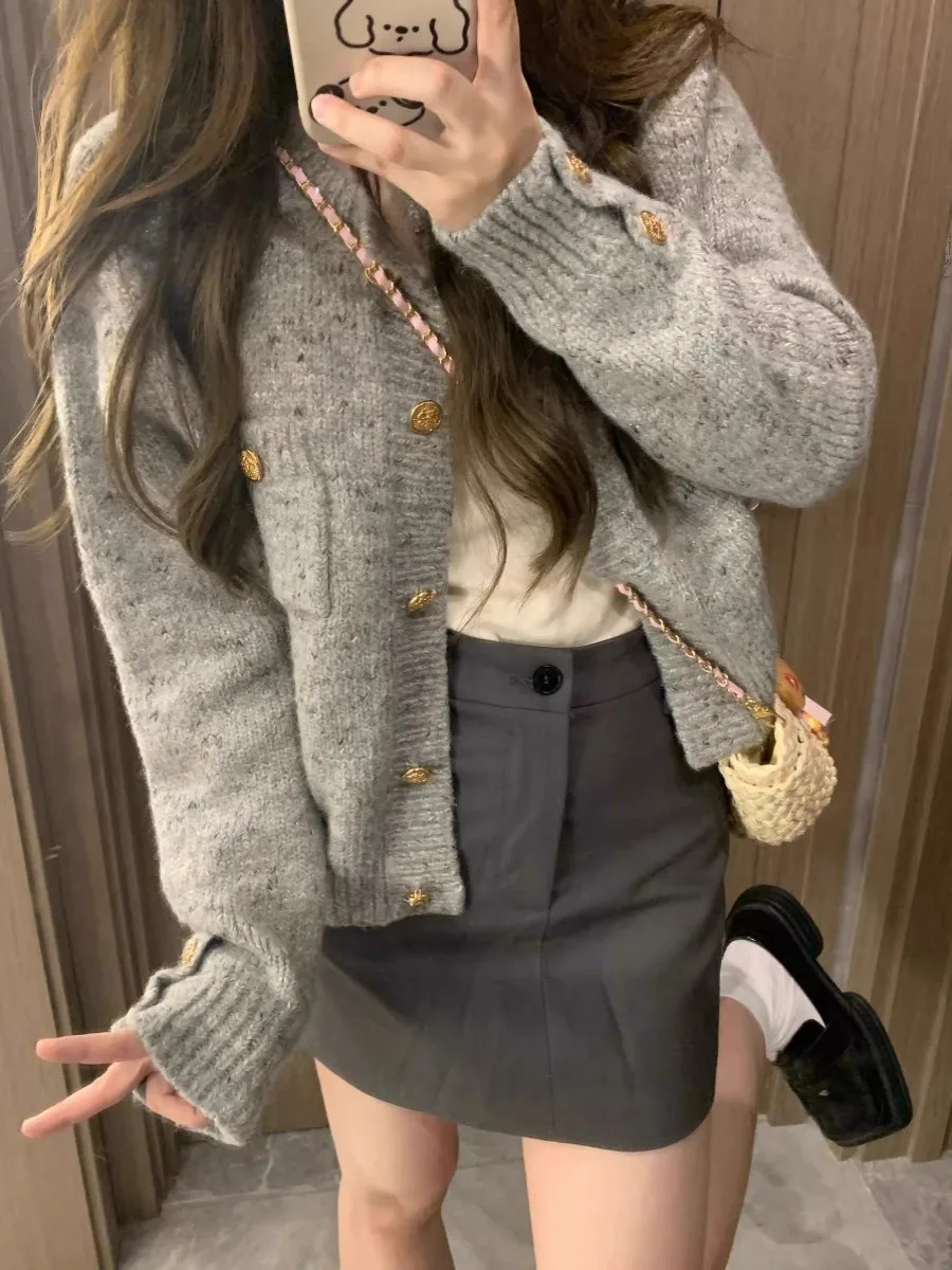 

Женский вязаный свитер Jaet Early Autumn ey Small Fraance Sle High School Junior High Student Мягкий универсальный открытый...