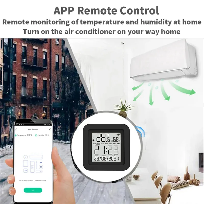 Tuya Smart WiFi Универсальный ИК-датчик дистанционного управления температурой и влажности для кондиционера, телевизора, переменного тока