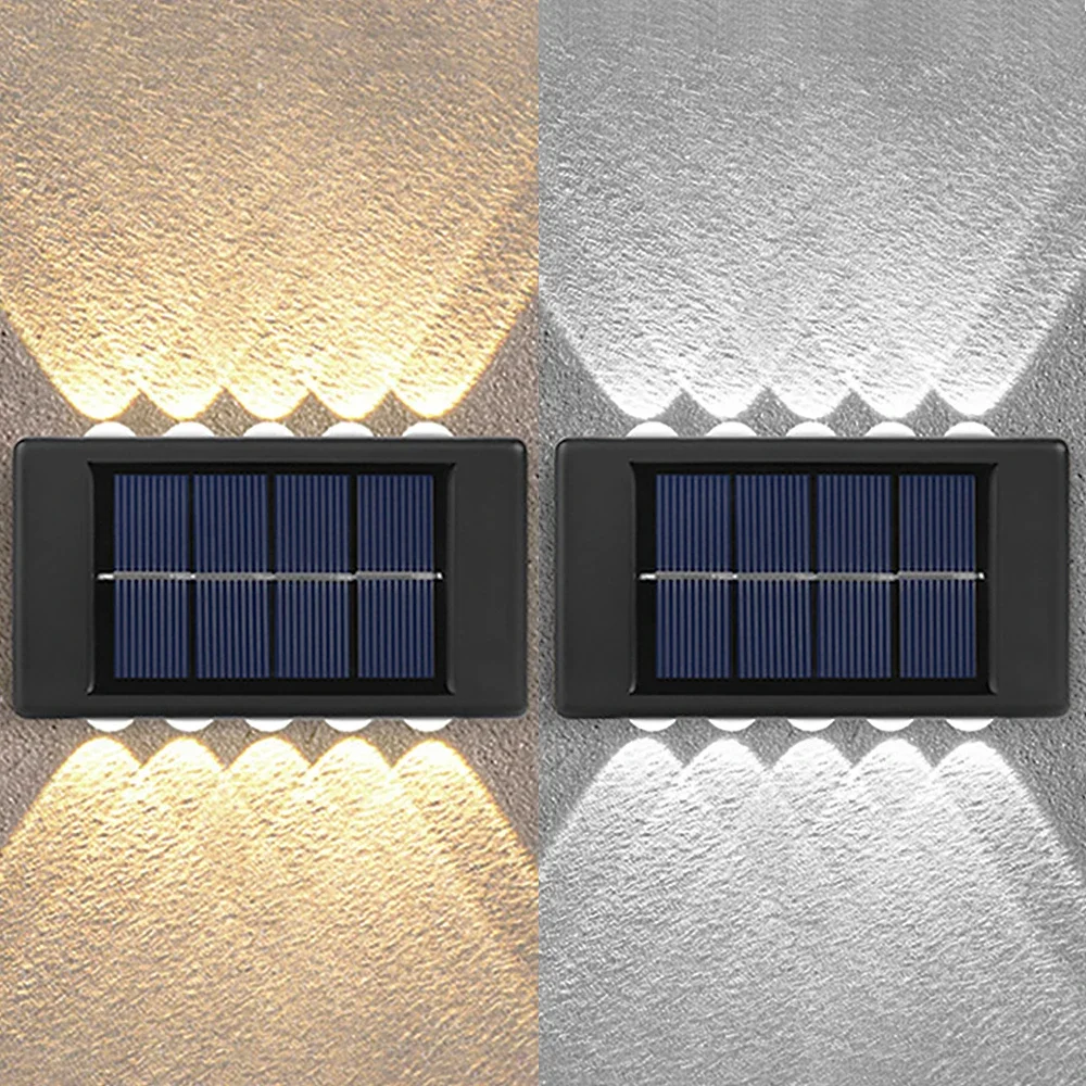 LED Solar Wall Lamps Outdoor Waterproof Up And Down Luminous Lighting Garden Fence Balcony Yard Street Decoration Wall Lights