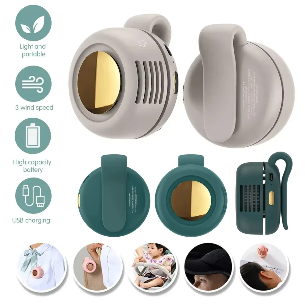 Bladeless Mini Fan Portable Handheld Rechargeable Electric Fan Clip Waist Fan Suitable for Outdoor Ventilation Desktop Small Fan image 2