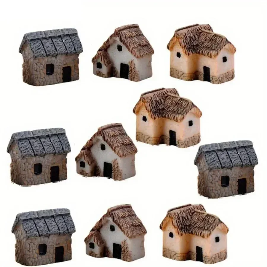 Mini Resin House Statue Perfect for Dollhouse Decoration, DIY Fairy Garden, Bonsai and Succulent Decoration, Creative Small Gift
