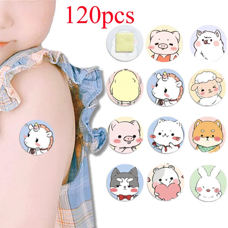 120pcs/set Children Round Band Aid Vaccinum Syringe Injection Orifice Hole Patch Wound Plaster Waterproof Adhesive Bandages