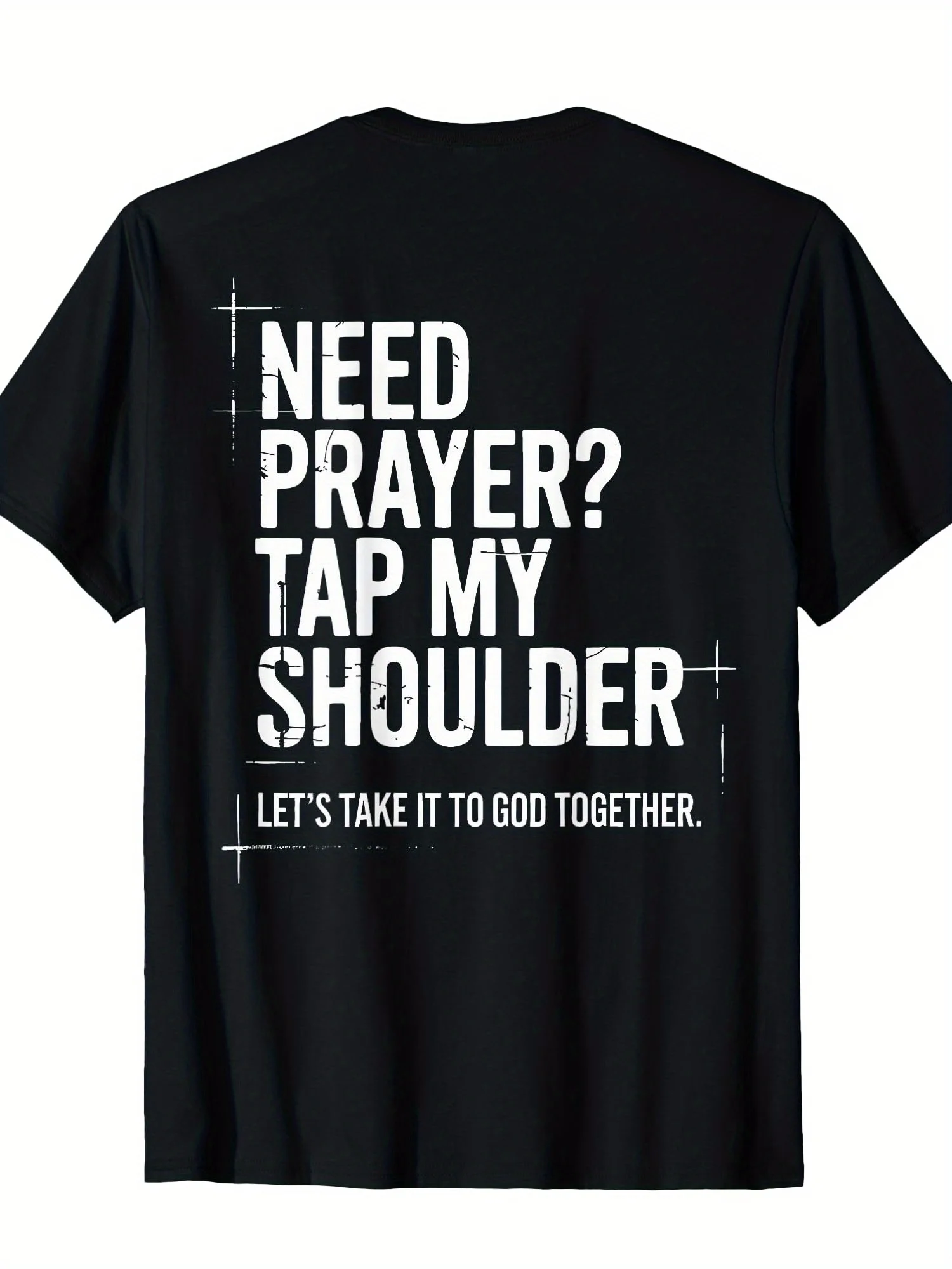

Christian Bible Verse Back Print T-Shirt with Prayer Tap My Shoulder Scripture Oversized T Shirt