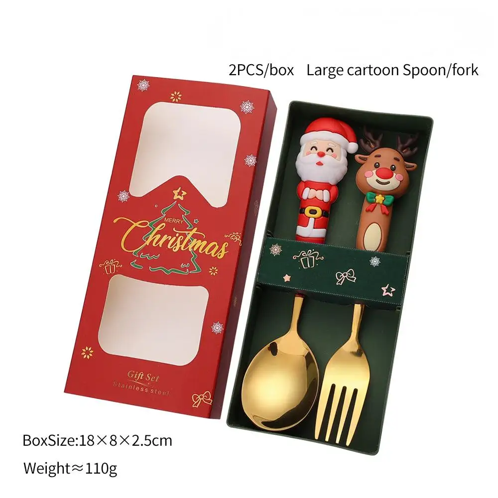 2/4/6 Stuks Kerst Vork En Lepel Set, Roestvrij Staal Creatief Servies, koffie Thee Dessert Vorken En Lepels Gift Set