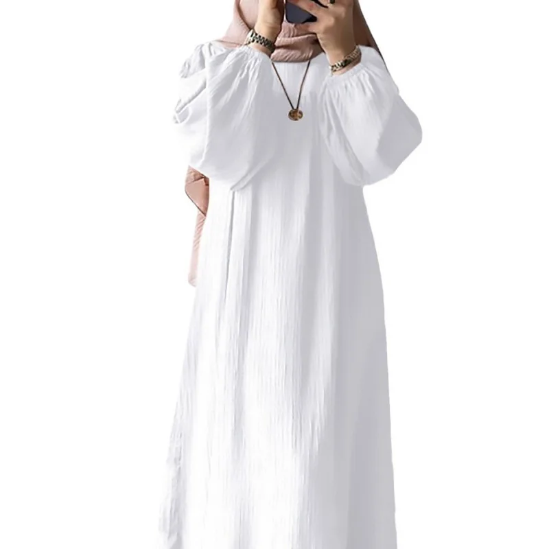 Grenzüberschreitende Südostasien Naher Osten Muslimische Robe Frühling und Herbst langärmeliges Retro-langes Kleid mit Rüschenrand cw00176
