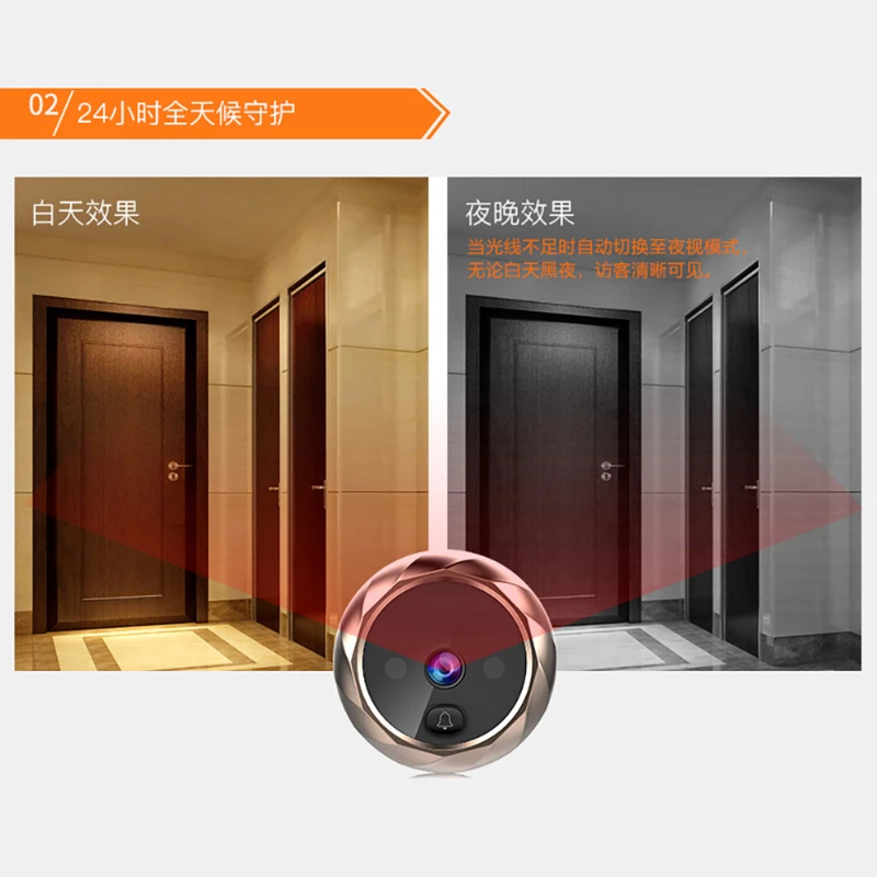 2.8 inch LCD Digital Peephole Doorbell 90 Degree Door Eye Door Viewer Camera Night Vision Photo Door Ring Monitor