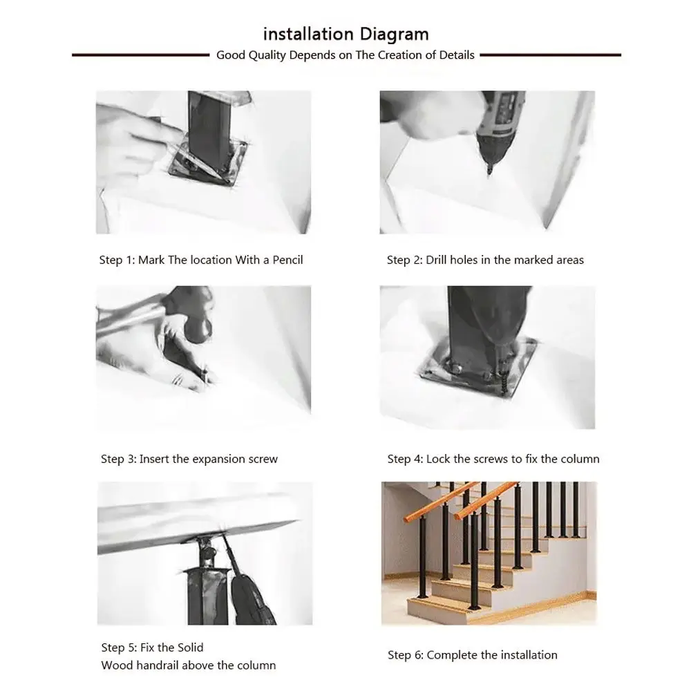 1Pcs Durable 85x4cm Stair Handrail Guardrail Simple Modern Style Metal Baluster Anti Slip Balcony Fence Interior Attic Villa