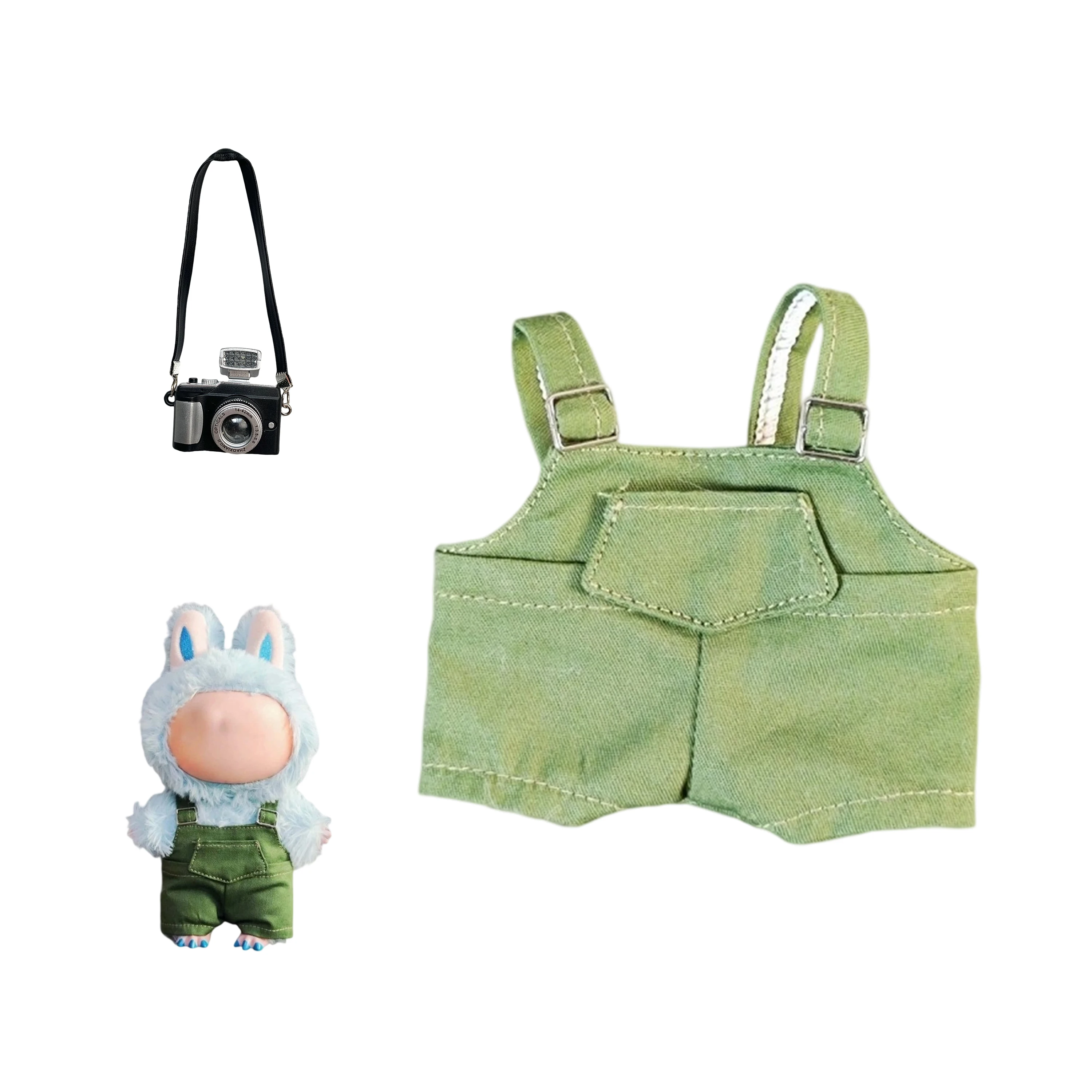 

15-17cm Clothes for Labubu Outfit Accessories For Korea Kpop Exo doll V1 V2 Pocket overalls Clothing Gift