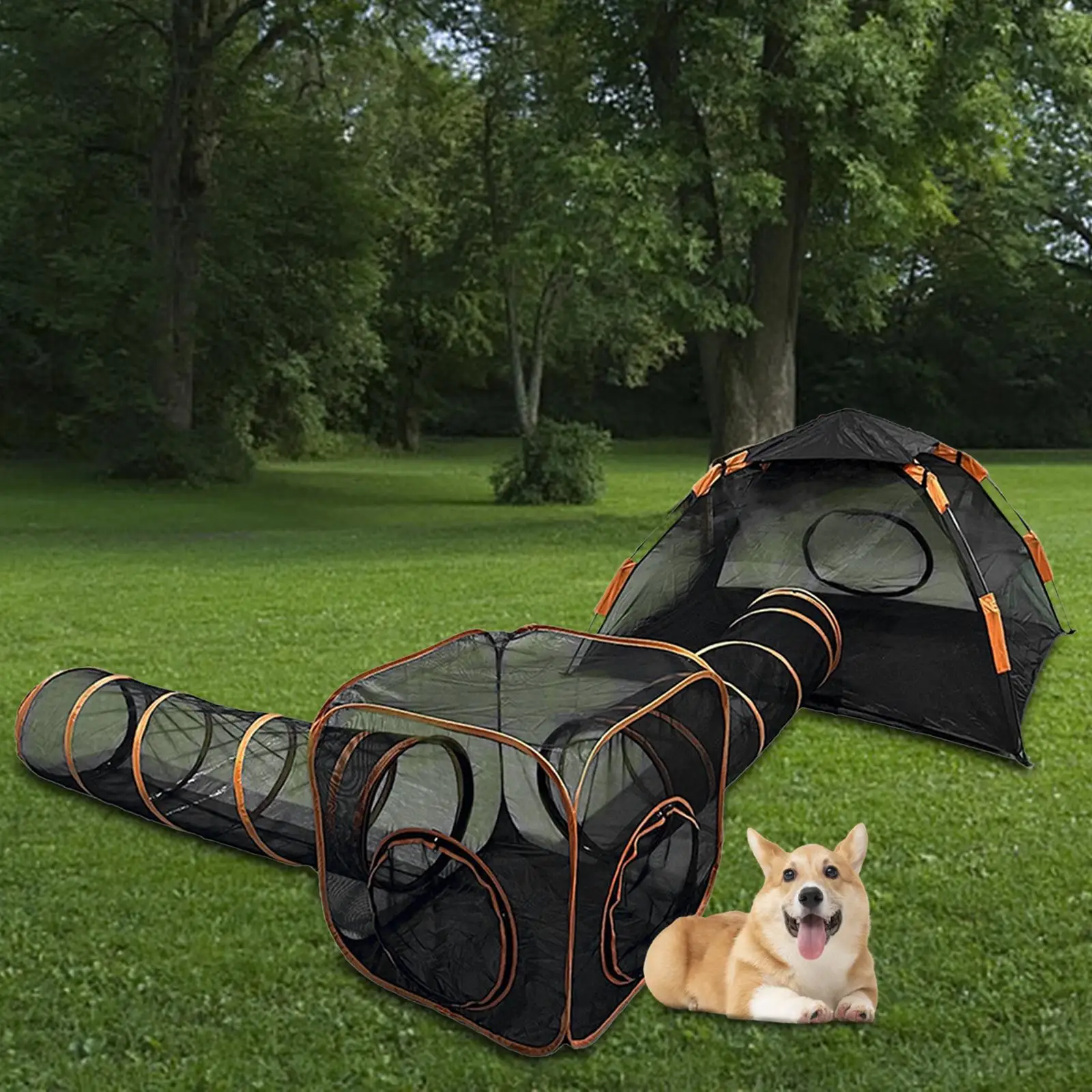 Imagem -02 - Tenda Fechada com Túnel Cercadinho Grande para Gatos Coelho para Cães Pequenos e Gatos