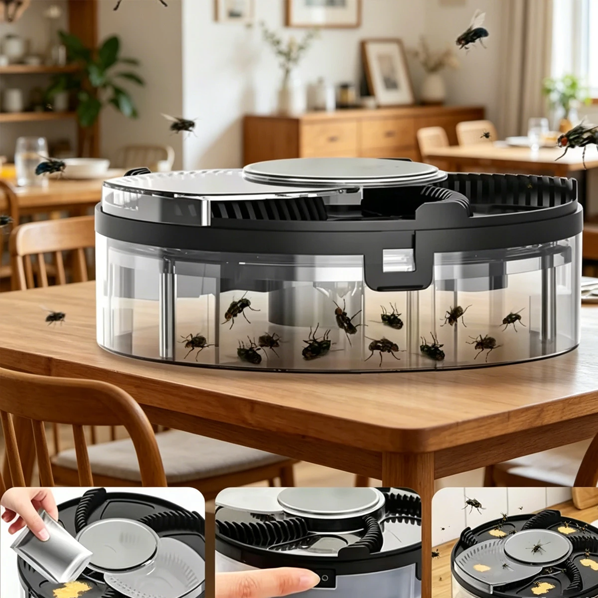 Fly Trap Silent Insect Catching Tool Drosophila Garden Pest and Weed Control Round Flies Catcher Flycatcher Indoor Mosquitto Bug