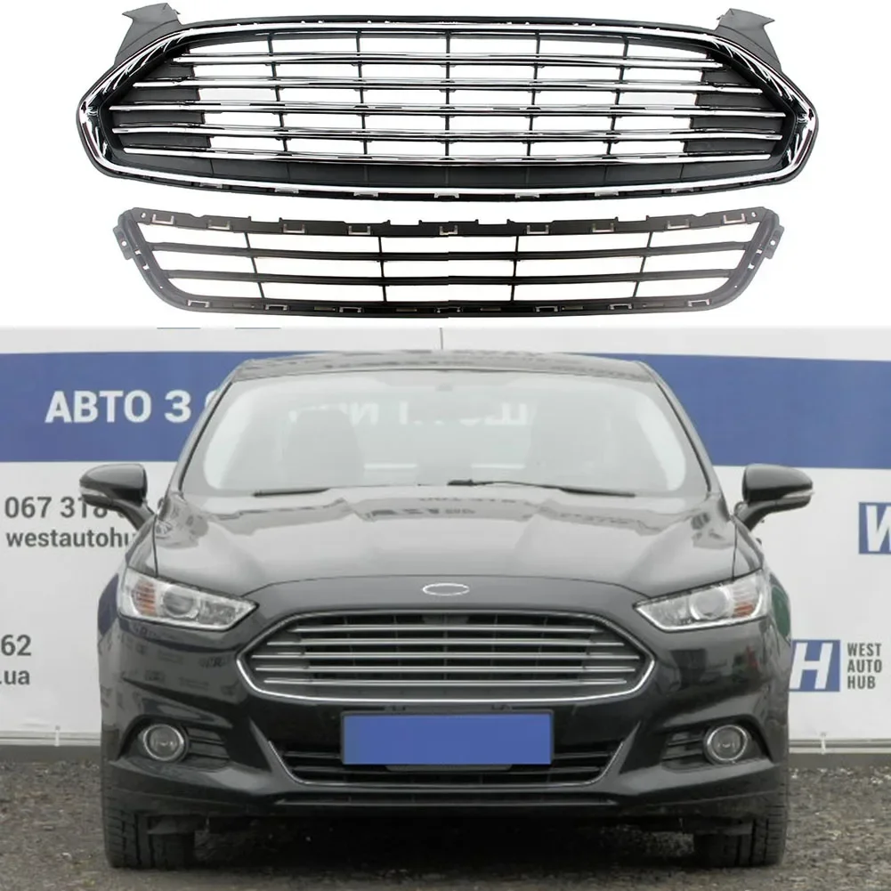 Car Front Racing Facelift Bumper Grill Upper Lower Radiator Grille Fit For Ford Mondeo Fusion 2013 2014 2015 2016