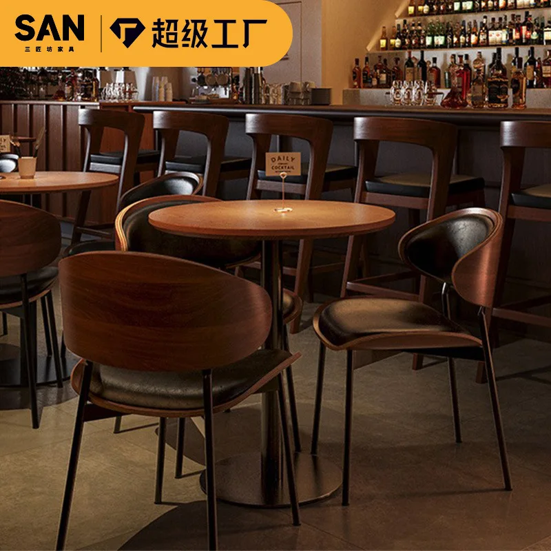 

American retro bistro solid wood table and chair combination music clear bar dining bar table and chair bar dining table and cha