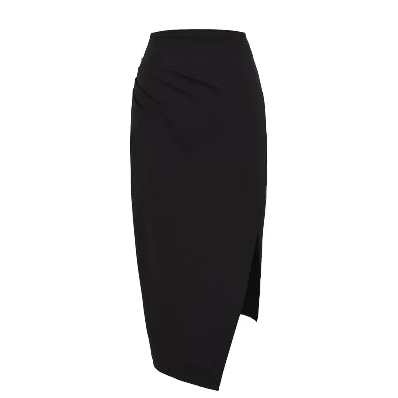 Korean Drama Female Anchor Outfit High Waist Slit Long Skirt Women 2025 Summer Sexy Tight Elastic Bodycon Skirt Half Skirt JD96