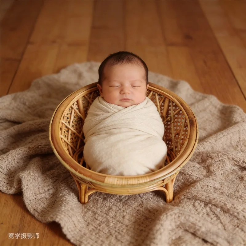 

Винтажный диван-кровать ручной работы из ротанга для фотосессий новорожденных (унисекс), реквизит для позирования, для девочек и мальчиков, для студийных фотосессий младенцев