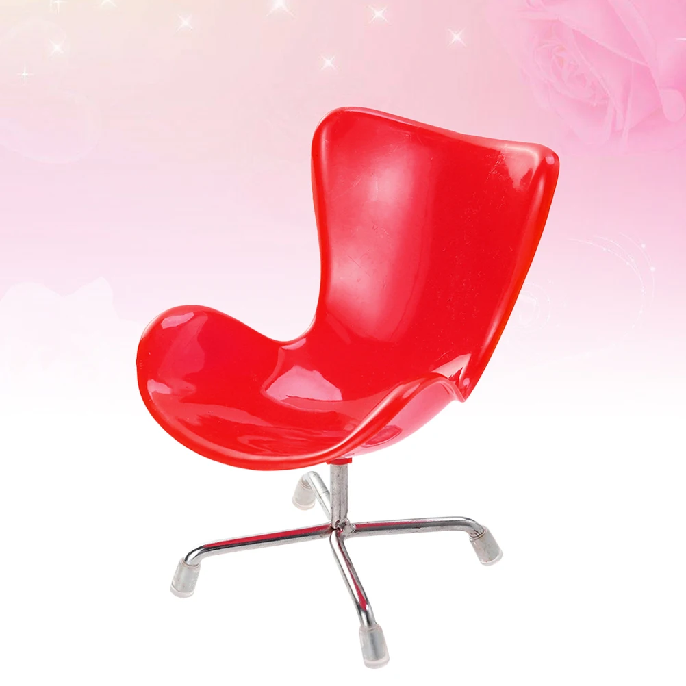 1pc Mini Computer Chair Hedgehog Hamster Egg Seat Plastic Metal Base Cute Pet Furniture Red Color Small Animal Play Rest Spot