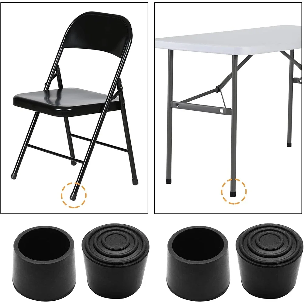 4PCS 22-80mm Round Black PVC Soft Rubber Pipe Sleeve Tube Tip Protectors Furniture Foot Table Chair Leg End Cap Cover