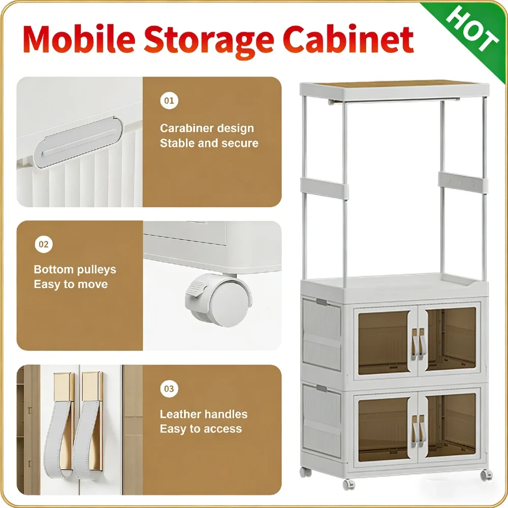 

Large Capacity Mobile Wardrobe Clothes Organizer Foldable Waterproof Sturdy Construction Storage Shelf with Hanging Rod for Bedr