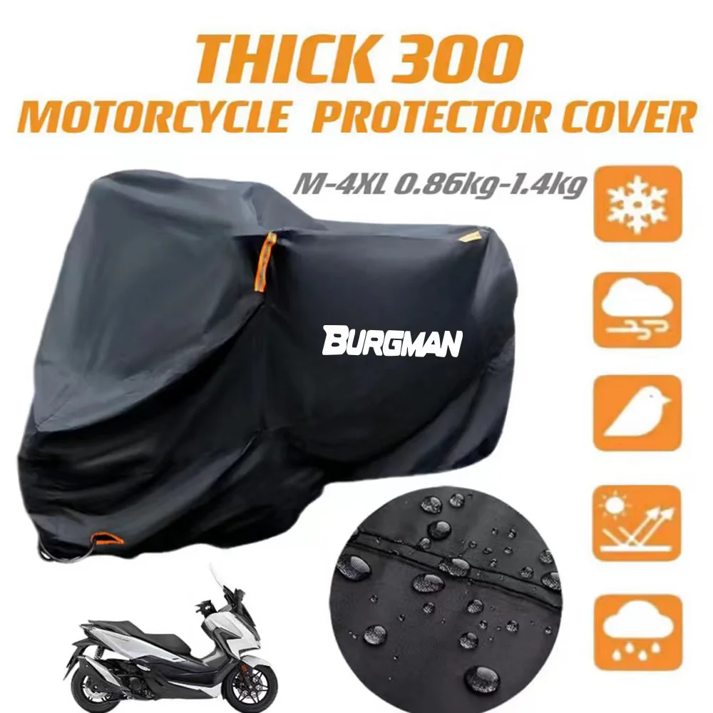 For SUZUKI Burgman 400 650 125 AN400 AN650 AN SKYWAVE 400 Thick 300D Silver Coated Windproof Motorcycle Protector Cover