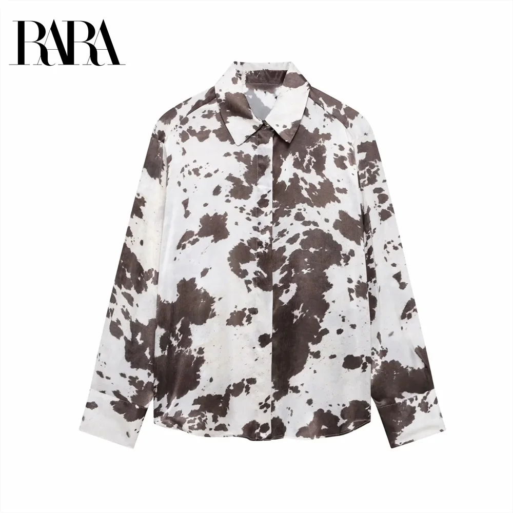 

2025 RARA animal print spring new arrivals casual versatile loose lapel long-sleeved temperament shirt for women