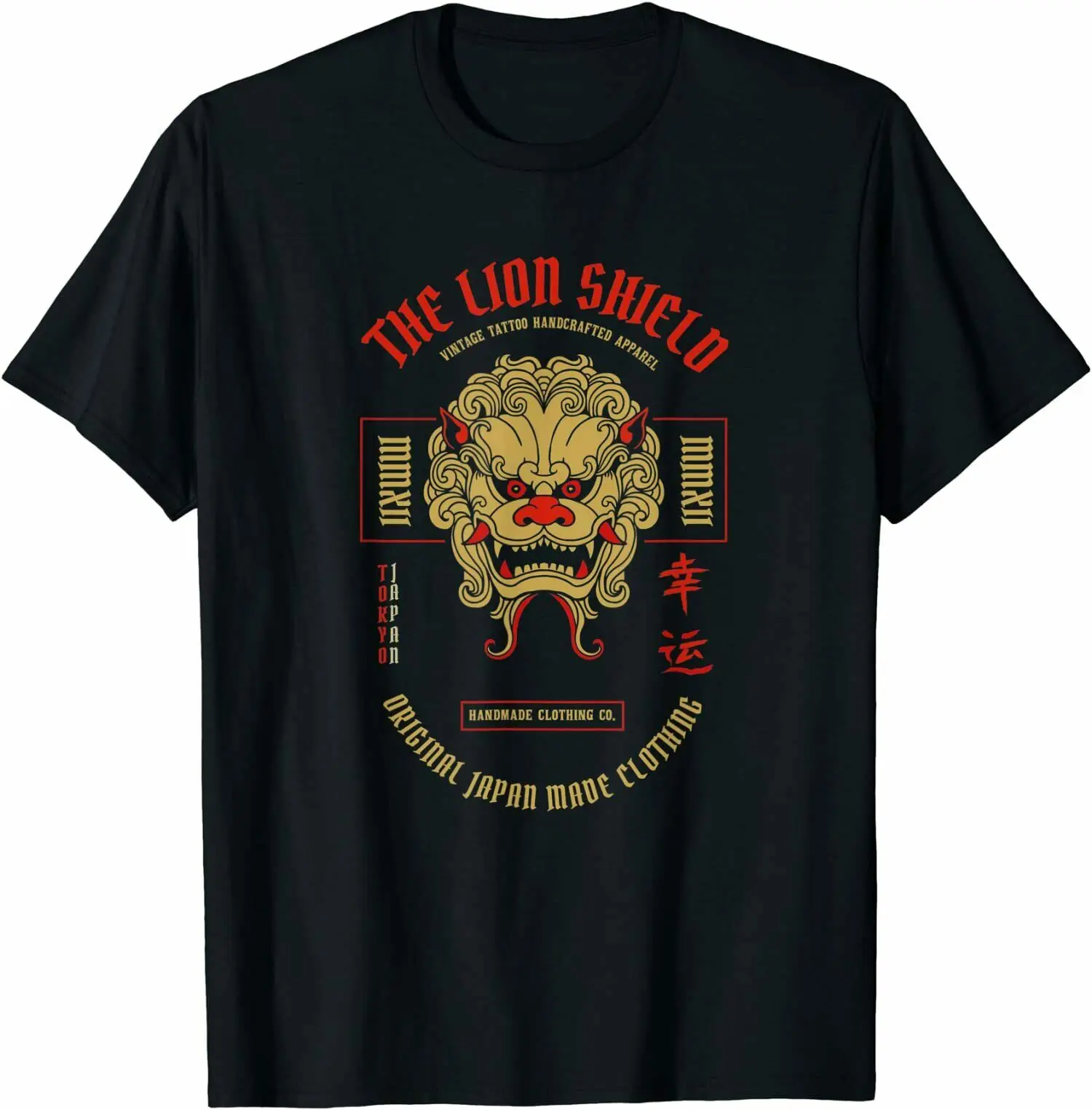 Traditional Japanese Tokyo lucky Lion Premium Gift Idea Tee T-Shirt Men's 100% Cotton Casual T-shirts Loose Top Size S-3XL