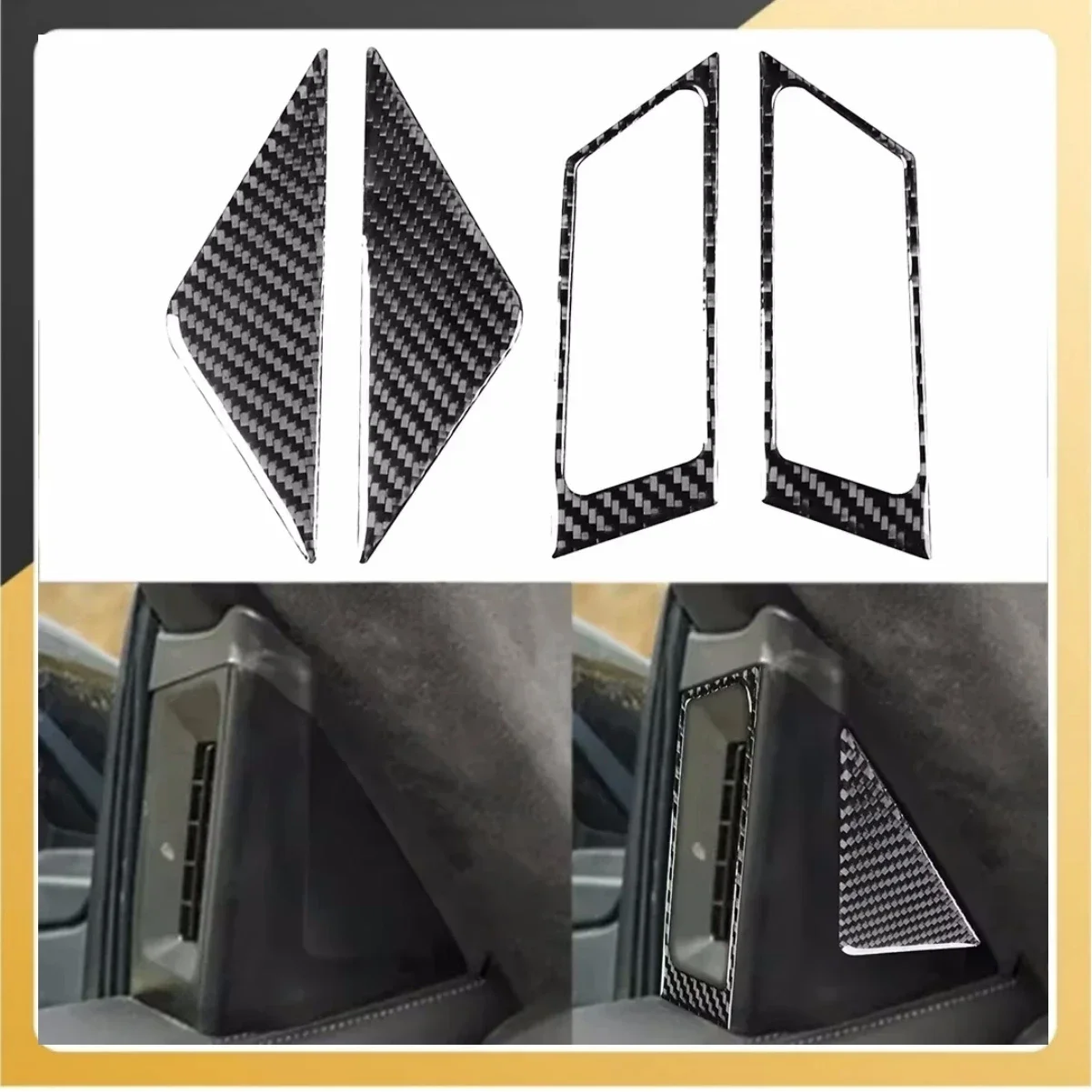 For Maserati Ghibli 2014-2015 4pcs/kit Carbon Fiber A Pillar Speaker Cover Decor Trim Replacement Automobiles Parts