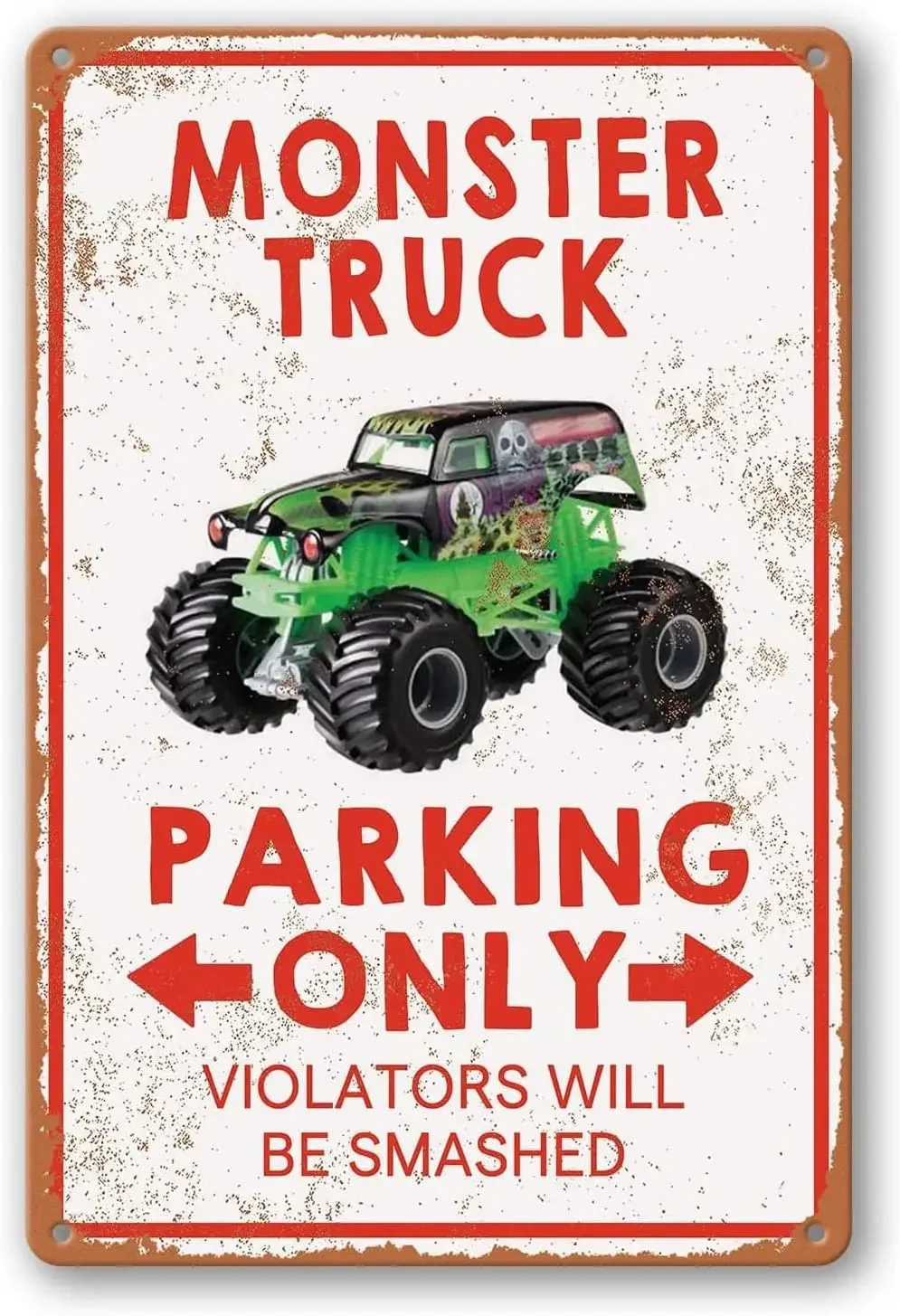 Monster Truck Room Decor Monster Jam Sign Birthday Decor Supplies Vintage Metal Signs Truck Parking Only Violators Will Smashed