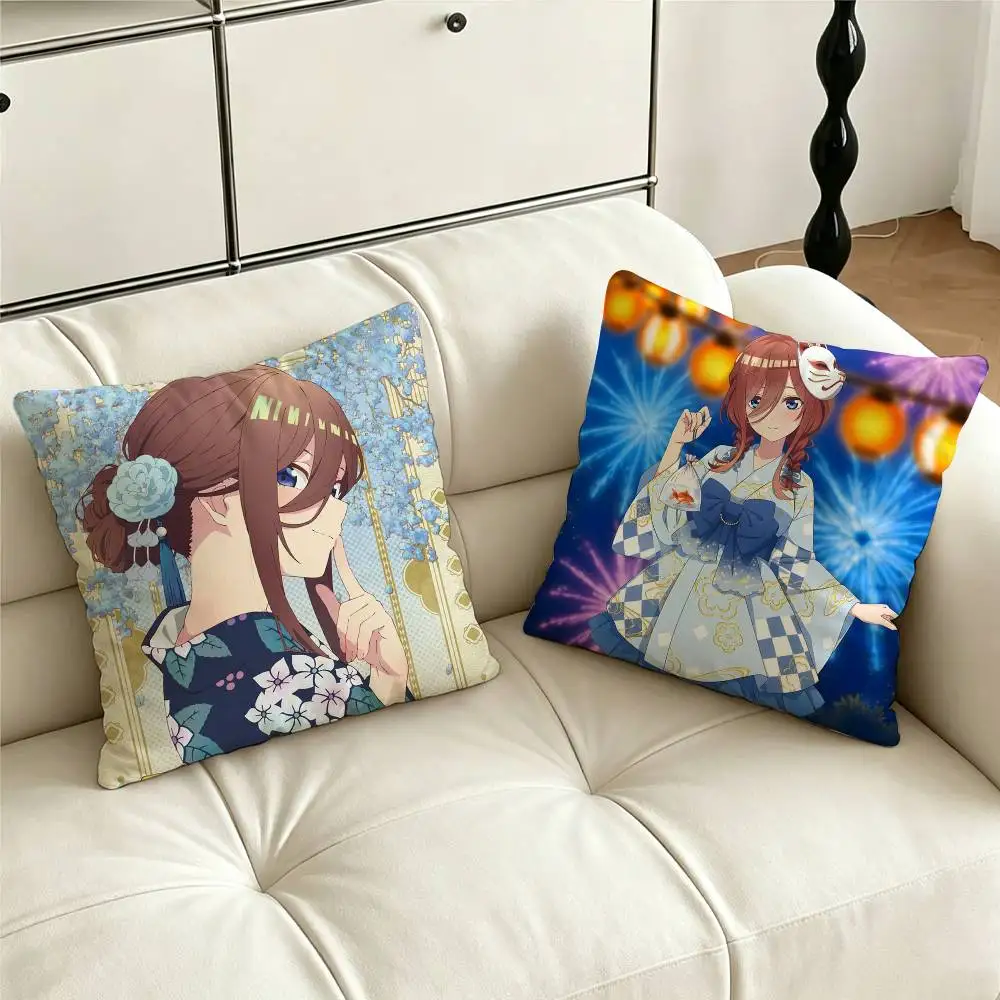 Hot Anime The Q-Quintessential Q-Quintuplets Miku Nakano Pillow Case Cushion Cover Throw Pillow Case For Car Sofa