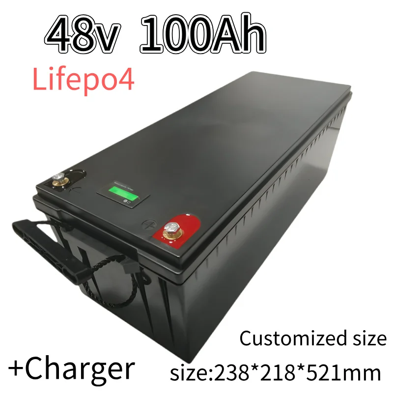 

48V 100Ah Lithium Iron Phosphate Battery with BMS for Solar Energy Storage Scooter Tricycle Golf Cart Charger 10A LiFePO4