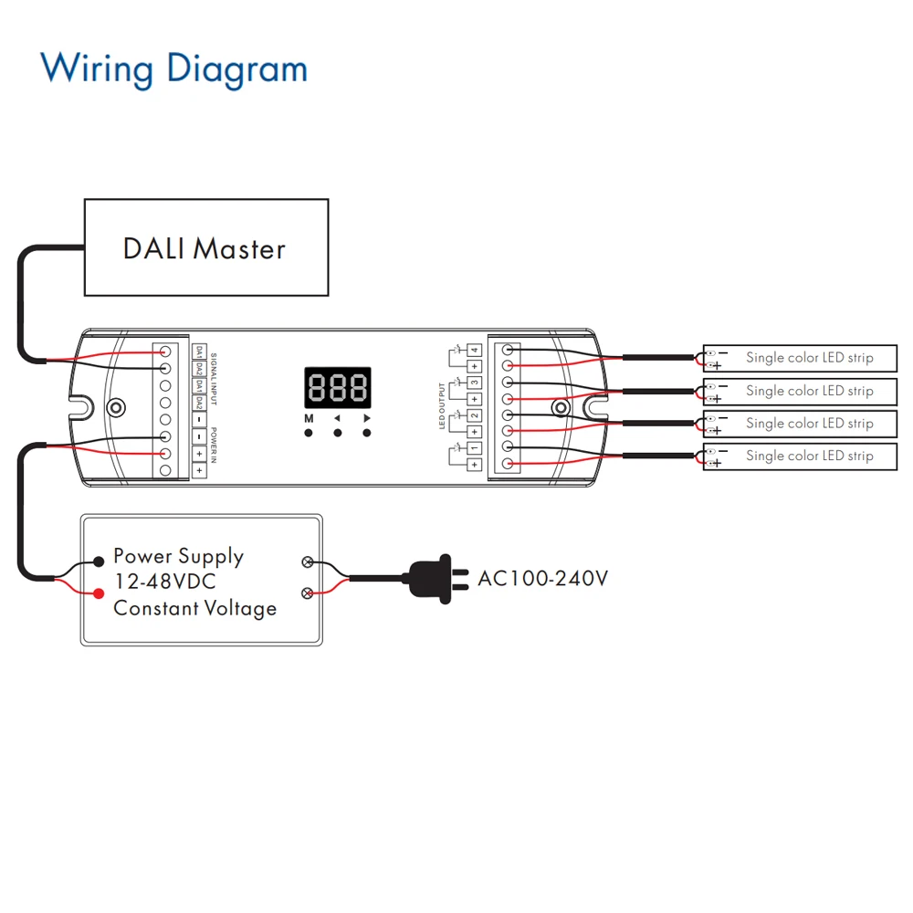 Ściemniacz LED DT6 DALI DC 12V 24V 4CH Kontroler LED stałego napięcia PMW Ściemnianie z wyświetlaczem numerycznym do jednokolorowych taśm LED