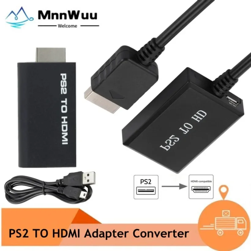 

Portable PS2 to HDMI-Compatible 480i/480p/576i Audio Video Converter with 3.5mm Audio Output Supports PS2 Display PS2 TO HD