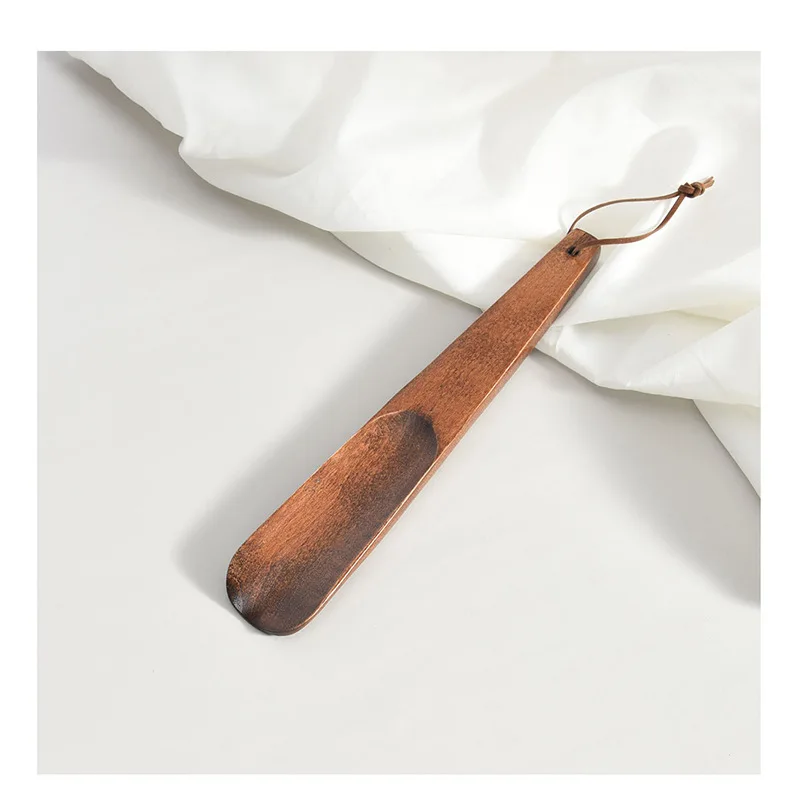 

New Solid Wood Shoehorn Natural Lightweight Shoe Horn Hangable Long Handle Wooden Shoe Lifter Home Use