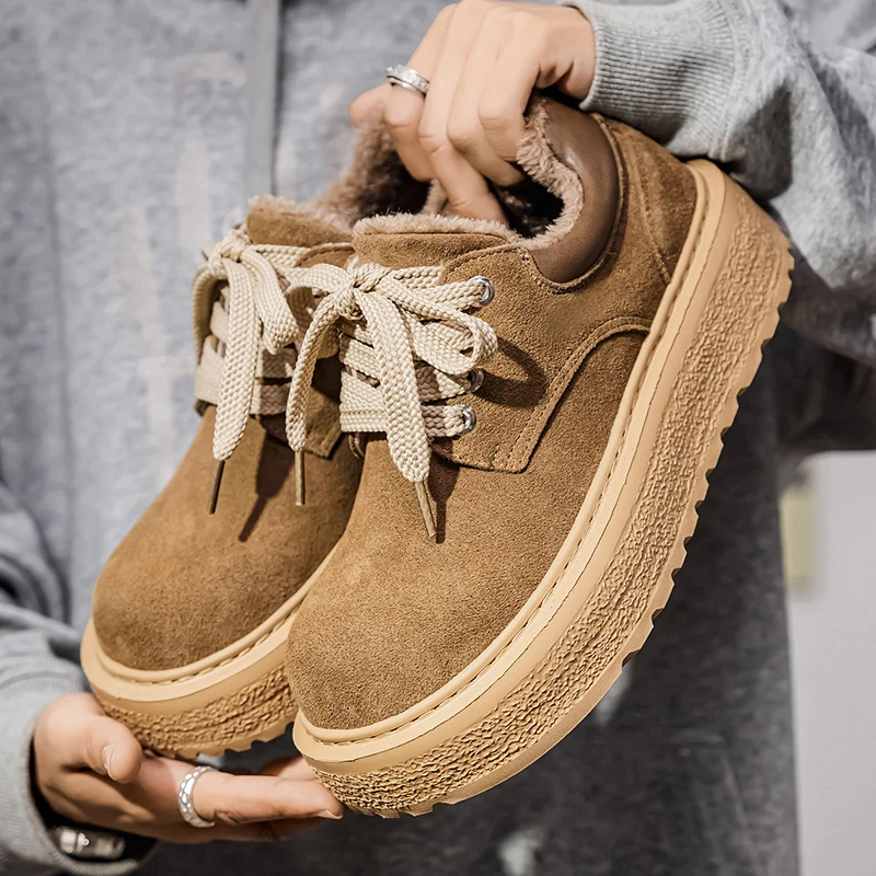 

2025 New Thick Soled Versatile Casual Sports Trend Retro Fashion Comfortable Low Top Cotton Warm Men's Shoes