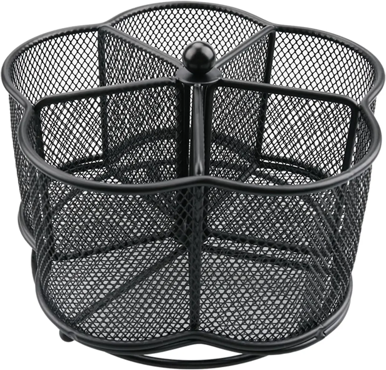 

360° Rotating Silverware Utensil Caddy Holder - 5 Compartment Whirling Utensil Holder Kitchen
