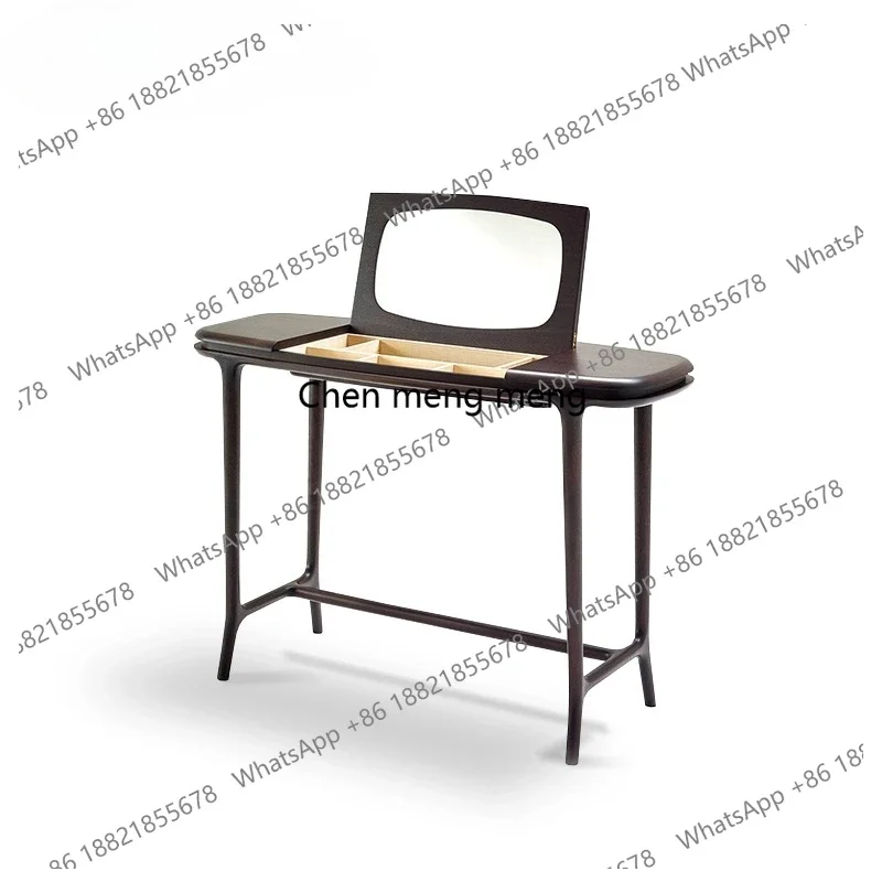 M138 Italian Style Light Luxury Solid Wood Dressing Table with Mirror Storage Makeup Table Bedroom Desk Flip Cover Makeup