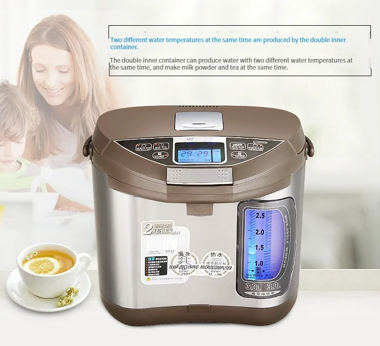 Bollitore intelligente per uso domestico a doppia banca e doppia temperatura con bollitore termostatico integrato in acciaio inossidabile 6L