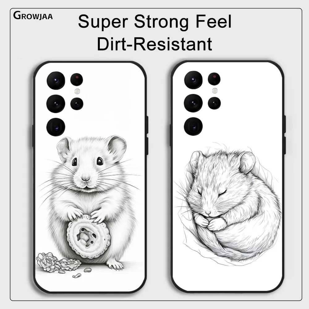 

Sketch Of Cute Cartoon Hamster Phone Case For Samsung Galaxy S25 S24 S22 S23 Ultra S21 S20 Plus 5G Protective Silicone Funda