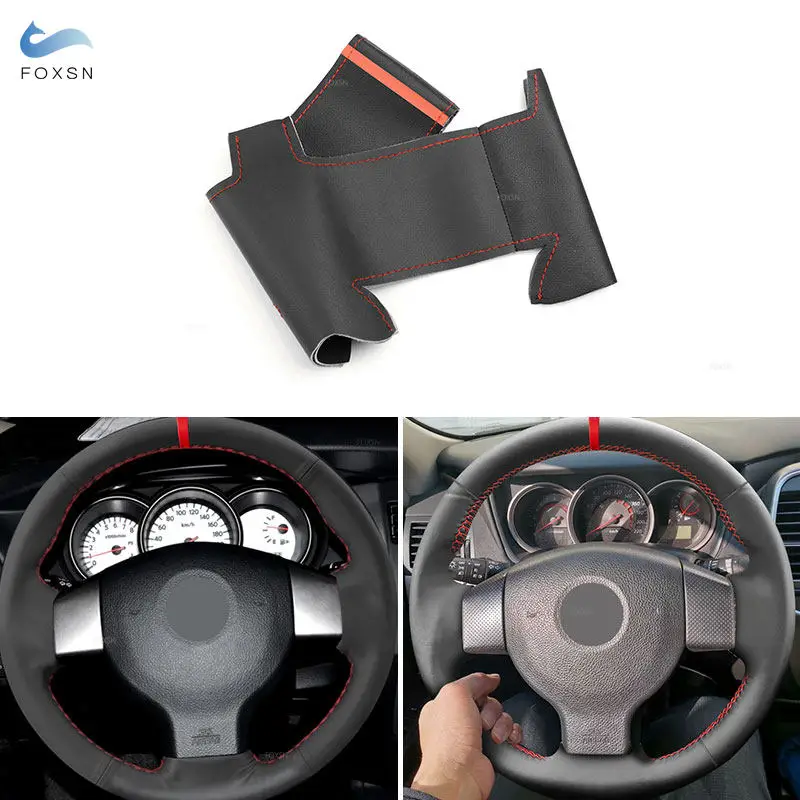 For Nissan Tiida 2004-2010 Versa Note Livina Sylphy 2006-2012 Hand Stitched Microfiber Leather Car Steering Wheel Cover Trim