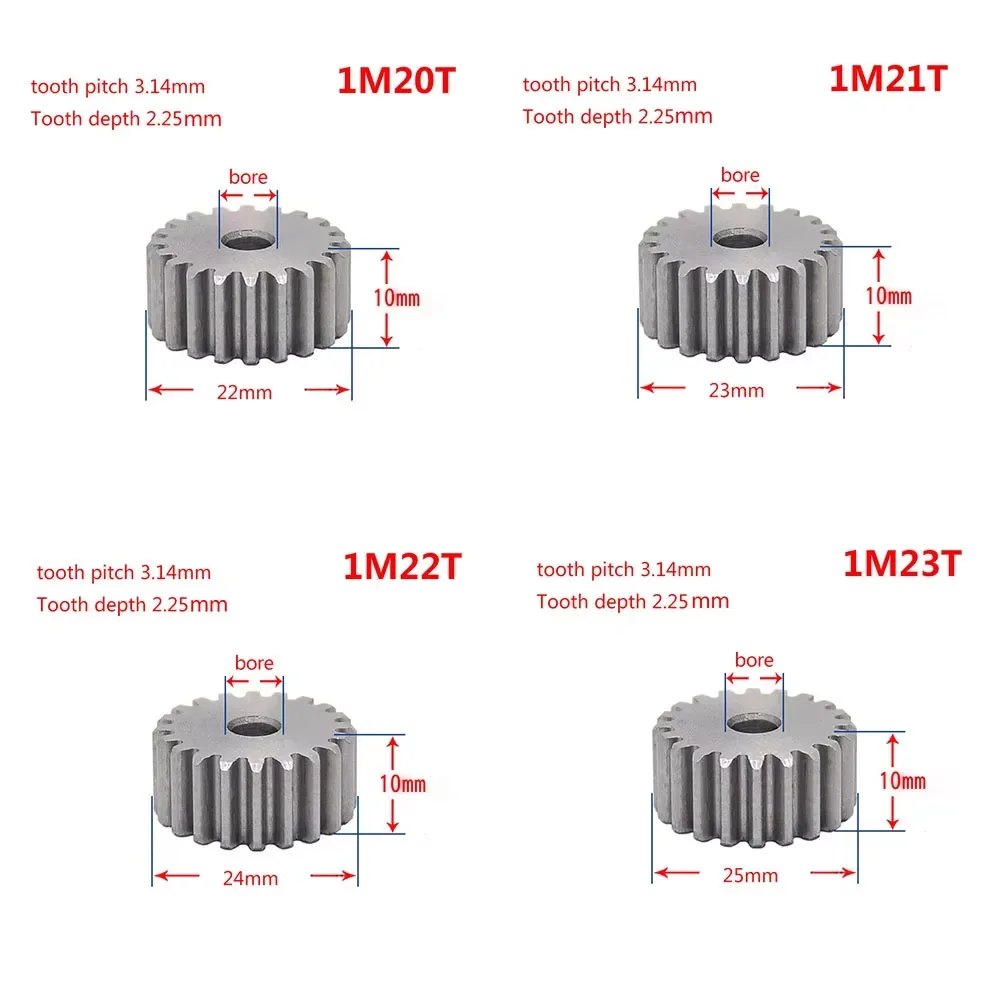 1/2 pezzi 45 #   Ingranaggio cilindrico in acciaio 1 modulo 12 denti - 27 denti Ingranaggio metallico Spessore 10 mm Diametro esterno 14-29 mm per campo tessile di elettricità