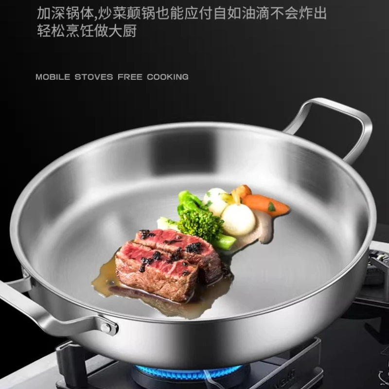 

316 Stainless Steel Binaural Deepened Non-Stick Pan - Commercial Stew & Pancake Special Steak Frying